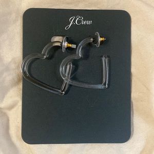J.Crew Heart Hoop Earrings in Clear Acetate